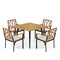5-Piece Patio Dining Set Acacia Wood Table with Umbrella Hole and Cushioned Chairs Beige